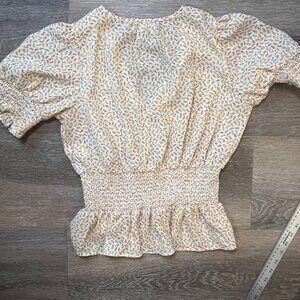 Sienna Sky Yellow Ditsy Floral Smocked Ruffle Blouse